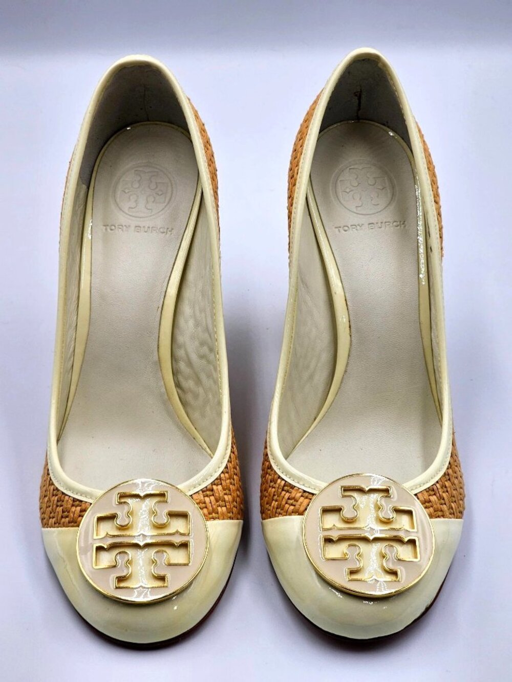 Tory Burch Women's Beige/Cream Woven Reva Maddie Raffia Straw Shoes Sz9 2345 - Picture 15 of 16